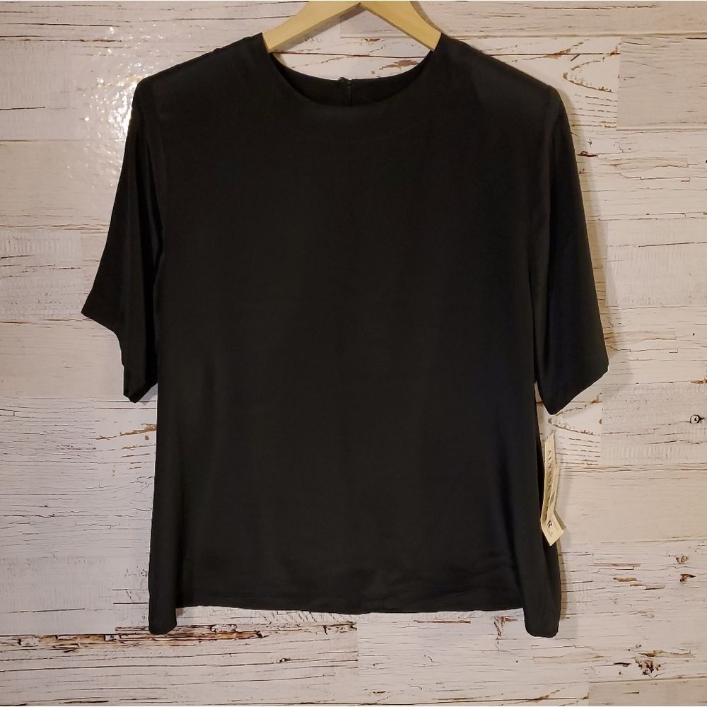 NWT Alyssa Carr black polyester blouse